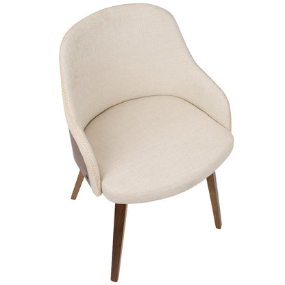 LumiSource Bacci Dining Chair | Mid-Century Walnut Wood and Cream Fabric | Dining Room & Living Room Accent | 21 x 20 x 31 in | Model CH-BCCIWL-CR