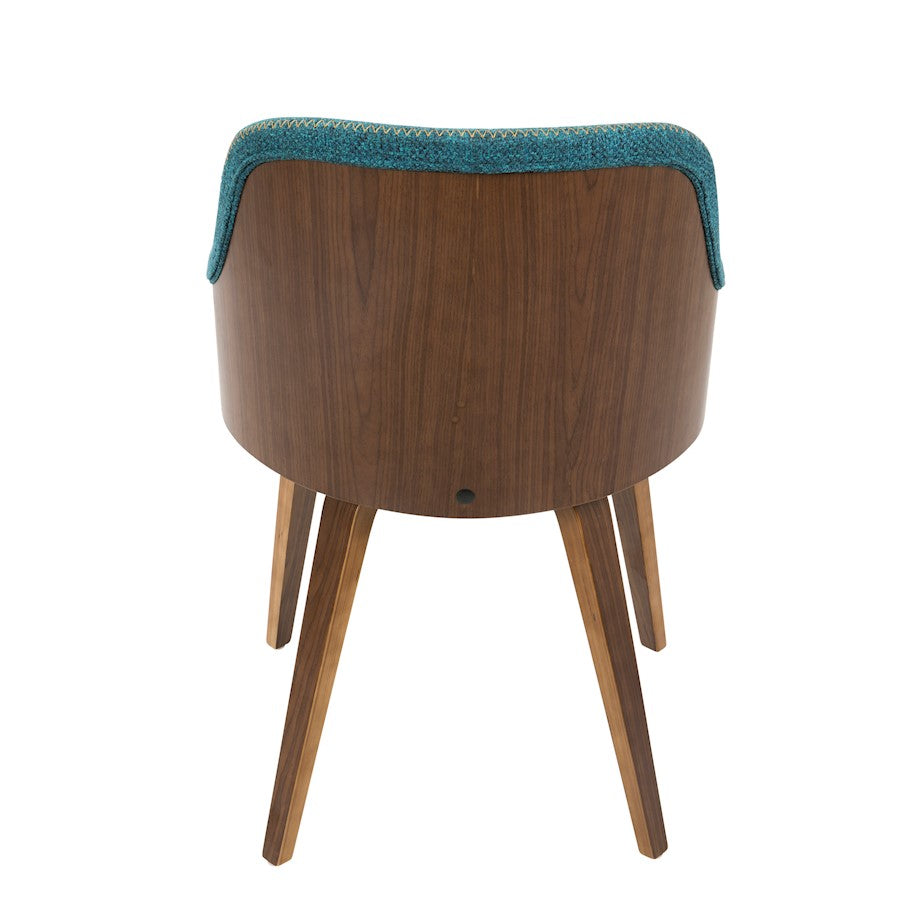 LumiSource Bacci Dining Chair | Mid-Century Walnut Wood and Teal Fabric | Living Room & Kitchen Accent Seating | 21 x 20 x 31 in | Model CH-BCCIWL-TL