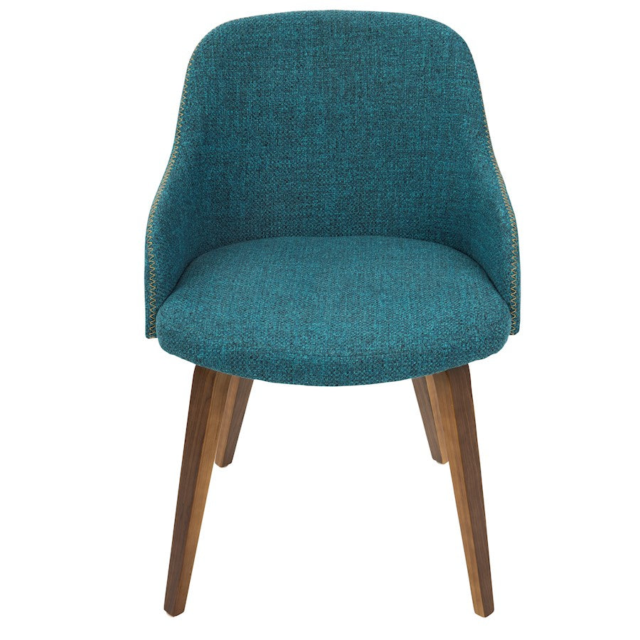 LumiSource Bacci Dining Chair | Mid-Century Walnut Wood and Teal Fabric | Living Room & Kitchen Accent Seating | 21 x 20 x 31 in | Model CH-BCCIWL-TL