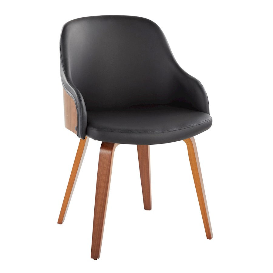 LumiSource Bacci Dining Chair | Mid-Century Walnut Wood and Black PU Leather | Dining Room & Living Room Accent | Model CH-BCCIWLPUBK