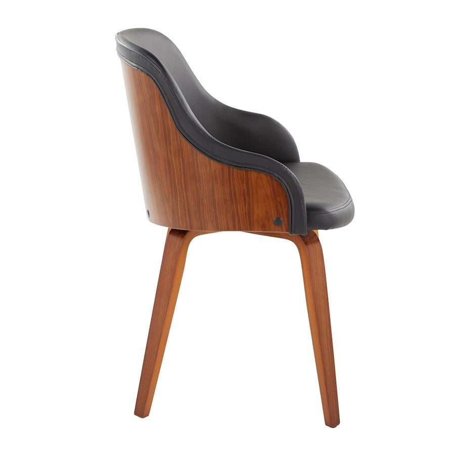 LumiSource Bacci Dining Chair | Mid-Century Walnut Wood and Black PU Leather | Dining Room & Living Room Accent | Model CH-BCCIWLPUBK
