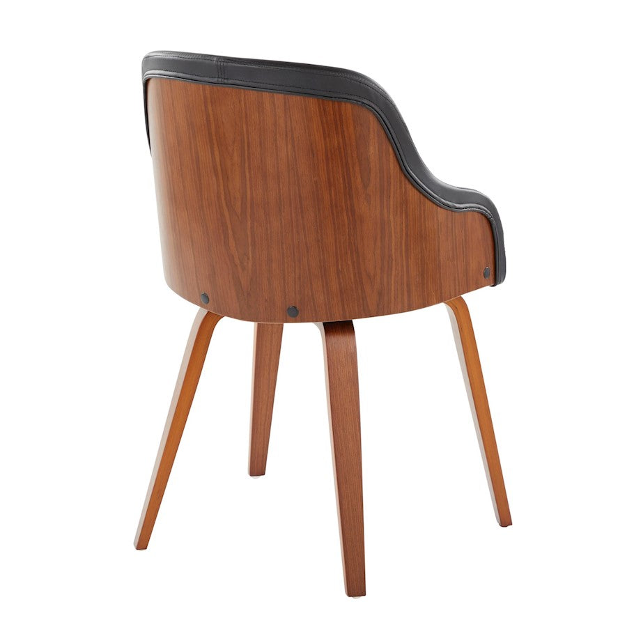 LumiSource Bacci Dining Chair | Mid-Century Walnut Wood and Black PU Leather | Dining Room & Living Room Accent | Model CH-BCCIWLPUBK