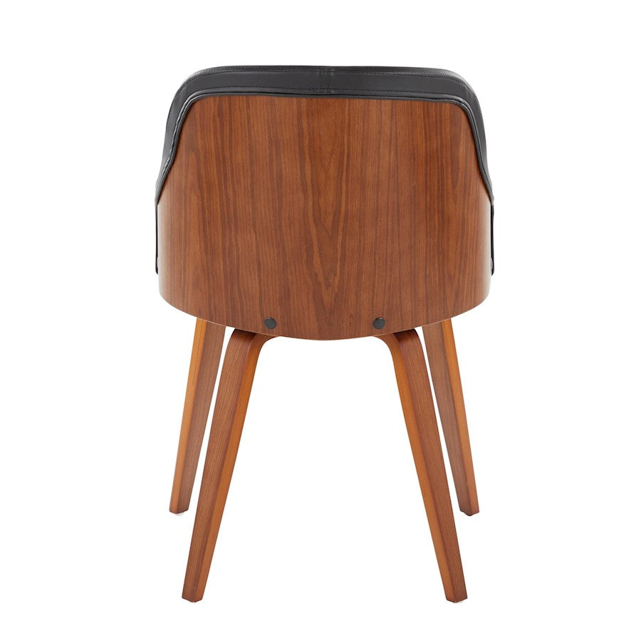 LumiSource Bacci Dining Chair | Mid-Century Walnut Wood and Black PU Leather | Dining Room & Living Room Accent | Model CH-BCCIWLPUBK
