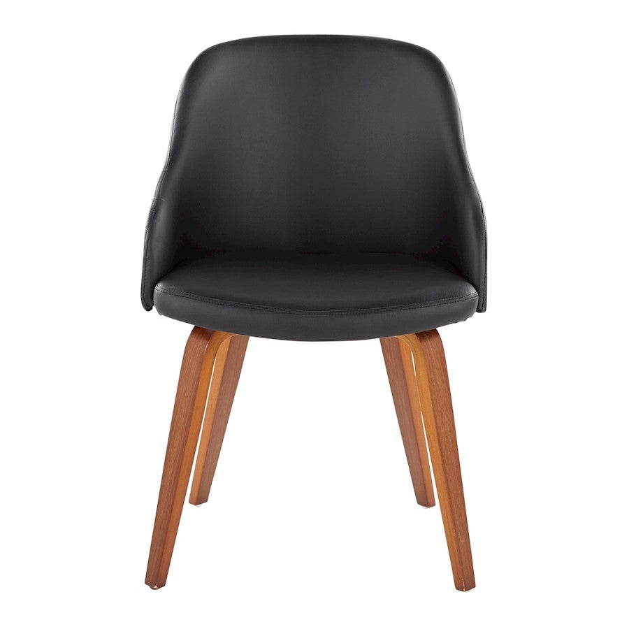 LumiSource Bacci Dining Chair | Mid-Century Walnut Wood and Black PU Leather | Dining Room & Living Room Accent | Model CH-BCCIWLPUBK