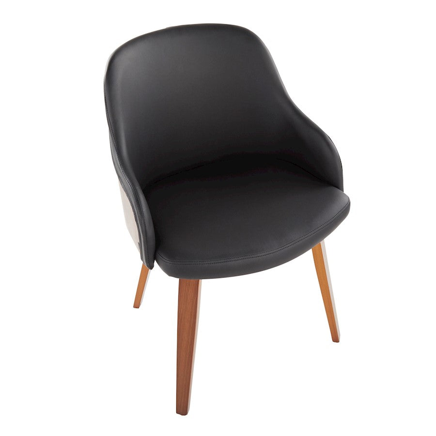 LumiSource Bacci Dining Chair | Mid-Century Walnut Wood and Black PU Leather | Dining Room & Living Room Accent | Model CH-BCCIWLPUBK