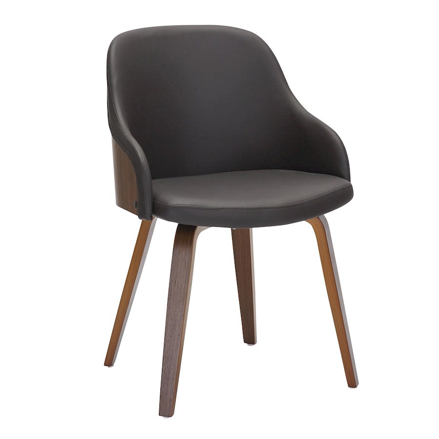 LumiSource Bacci Dining Chair | Mid-Century Walnut Wood and Brown PU Leather | Dining Room & Living Room Accent | Model CH-BCCIWLPUBN