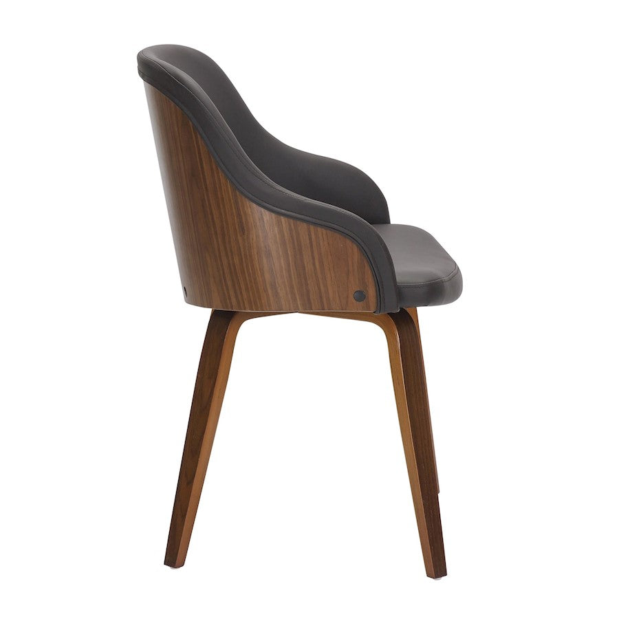 LumiSource Bacci Dining Chair | Mid-Century Walnut Wood and Brown PU Leather | Dining Room & Living Room Accent | Model CH-BCCIWLPUBN