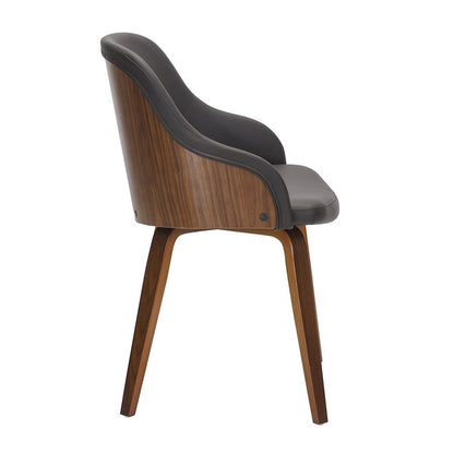 LumiSource Bacci Dining Chair | Mid-Century Walnut Wood and Brown PU Leather | Dining Room & Living Room Accent | Model CH-BCCIWLPUBN