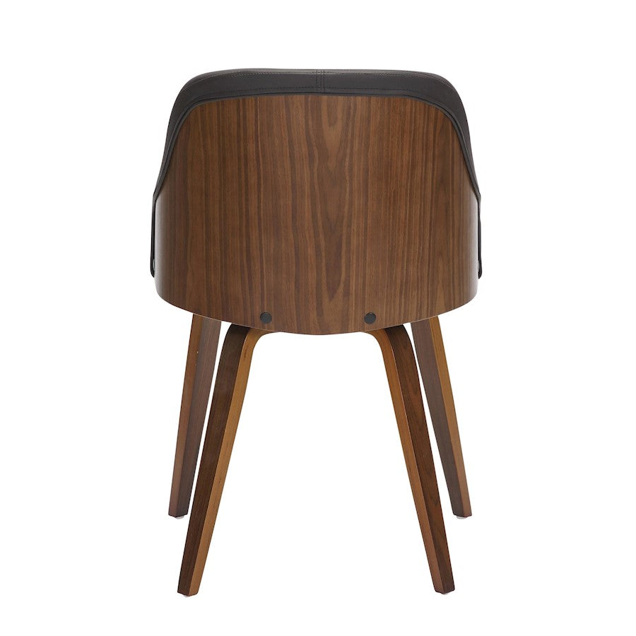 LumiSource Bacci Dining Chair | Mid-Century Walnut Wood and Brown PU Leather | Dining Room & Living Room Accent | Model CH-BCCIWLPUBN