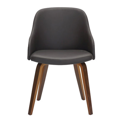 LumiSource Bacci Dining Chair | Mid-Century Walnut Wood and Brown PU Leather | Dining Room & Living Room Accent | Model CH-BCCIWLPUBN