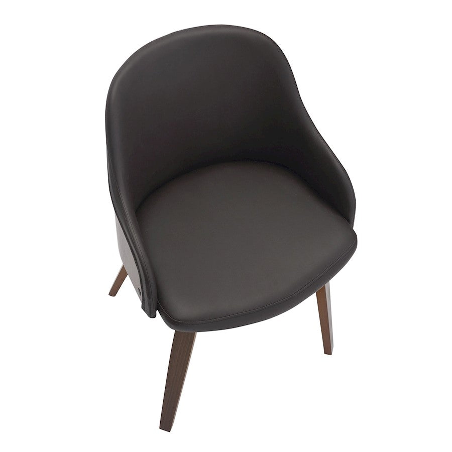 LumiSource Bacci Dining Chair | Mid-Century Walnut Wood and Brown PU Leather | Dining Room & Living Room Accent | Model CH-BCCIWLPUBN