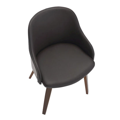 LumiSource Bacci Dining Chair | Mid-Century Walnut Wood and Brown PU Leather | Dining Room & Living Room Accent | Model CH-BCCIWLPUBN
