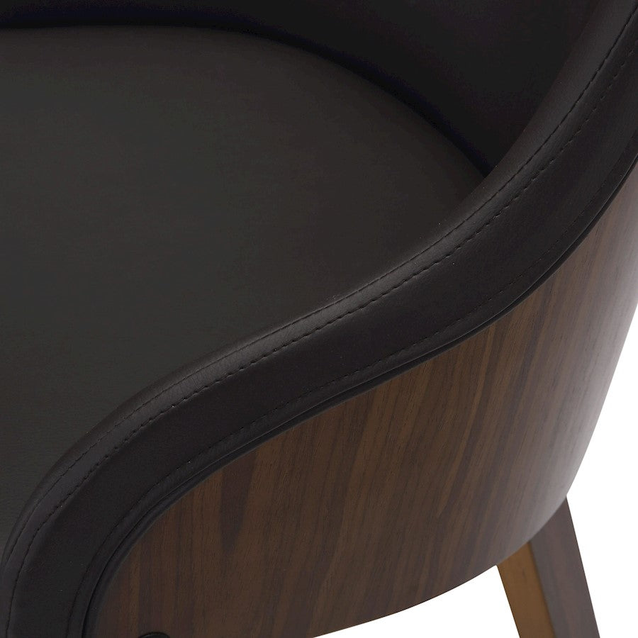 LumiSource Bacci Dining Chair | Mid-Century Walnut Wood and Brown PU Leather | Dining Room & Living Room Accent | Model CH-BCCIWLPUBN