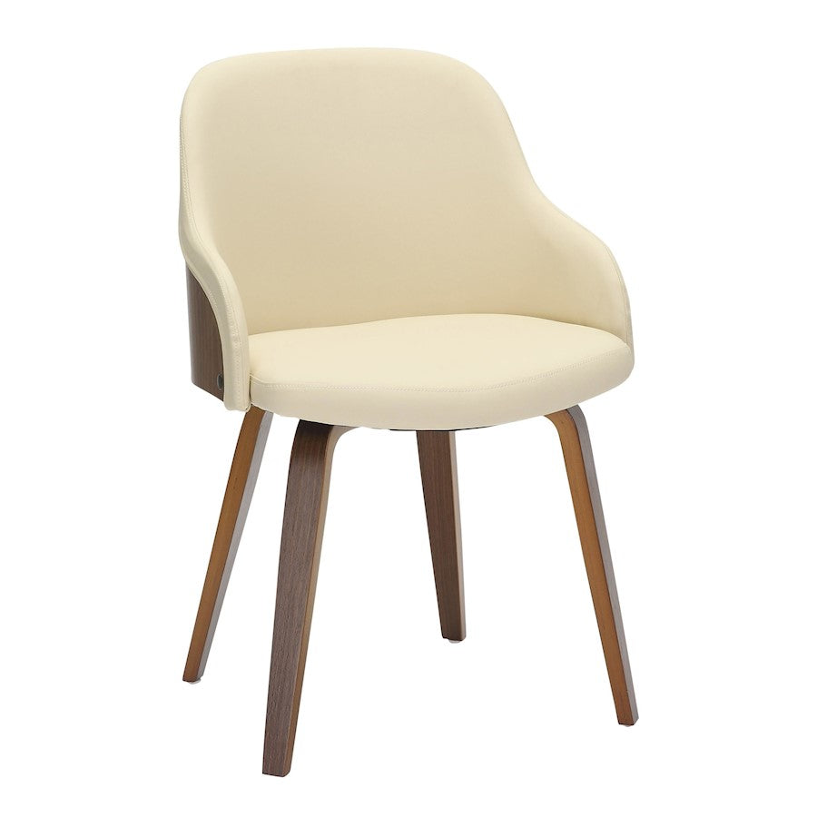 LumiSource Bacci Dining Chair | Mid-Century Walnut Wood and Cream PU Leather | Dining Room & Living Room Accent | Model CH-BCCIWLPUCR