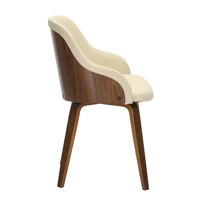 LumiSource Bacci Dining Chair | Mid-Century Walnut Wood and Cream PU Leather | Dining Room & Living Room Accent | Model CH-BCCIWLPUCR