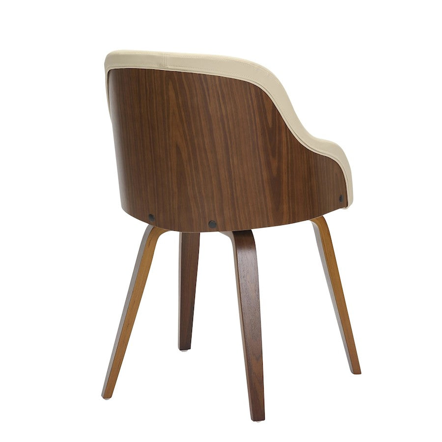LumiSource Bacci Dining Chair | Mid-Century Walnut Wood and Cream PU Leather | Dining Room & Living Room Accent | Model CH-BCCIWLPUCR