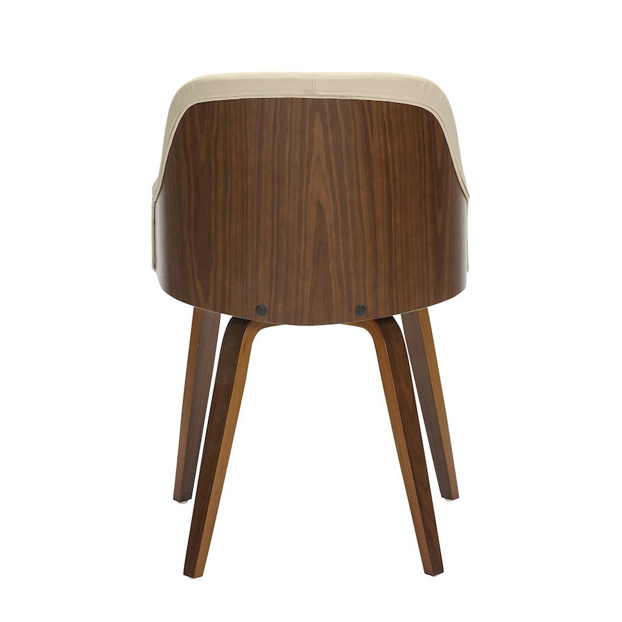 LumiSource Bacci Dining Chair | Mid-Century Walnut Wood and Cream PU Leather | Dining Room & Living Room Accent | Model CH-BCCIWLPUCR