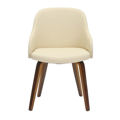 LumiSource Bacci Dining Chair | Mid-Century Walnut Wood and Cream PU Leather | Dining Room & Living Room Accent | Model CH-BCCIWLPUCR
