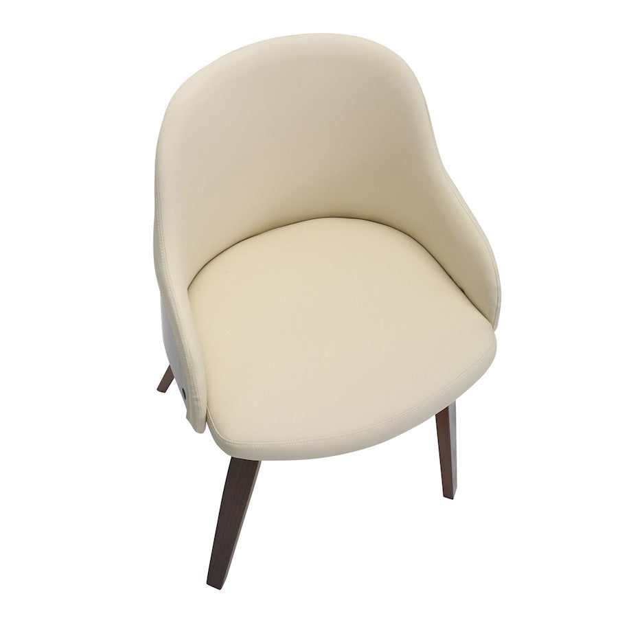 LumiSource Bacci Dining Chair | Mid-Century Walnut Wood and Cream PU Leather | Dining Room & Living Room Accent | Model CH-BCCIWLPUCR