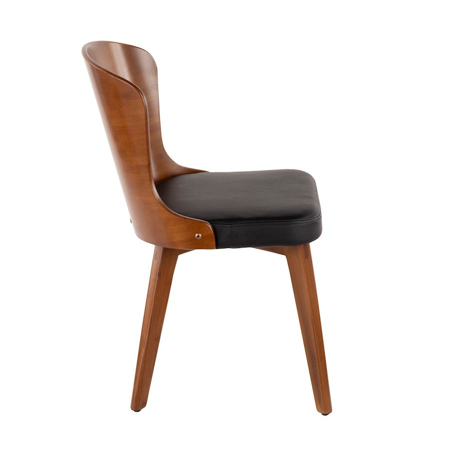 LumiSource Bocello Dining Chair | Mid-Century Walnut Bamboo and Black Faux Leather | Living Room & Entryway Accent Seating | Model CH-BCLLOWL-BK