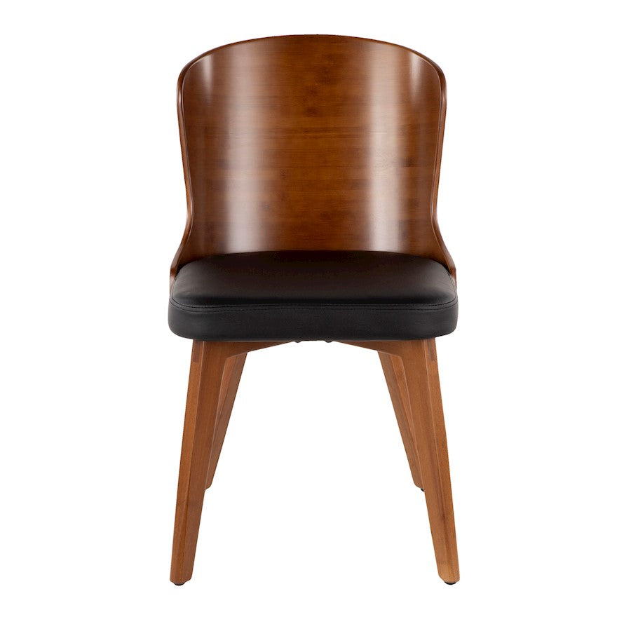 LumiSource Bocello Dining Chair | Mid-Century Walnut Bamboo and Black Faux Leather | Living Room & Entryway Accent Seating | Model CH-BCLLOWL-BK