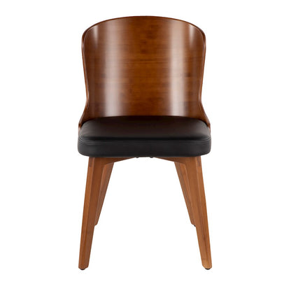 LumiSource Bocello Dining Chair | Mid-Century Walnut Bamboo and Black Faux Leather | Living Room & Entryway Accent Seating | Model CH-BCLLOWL-BK