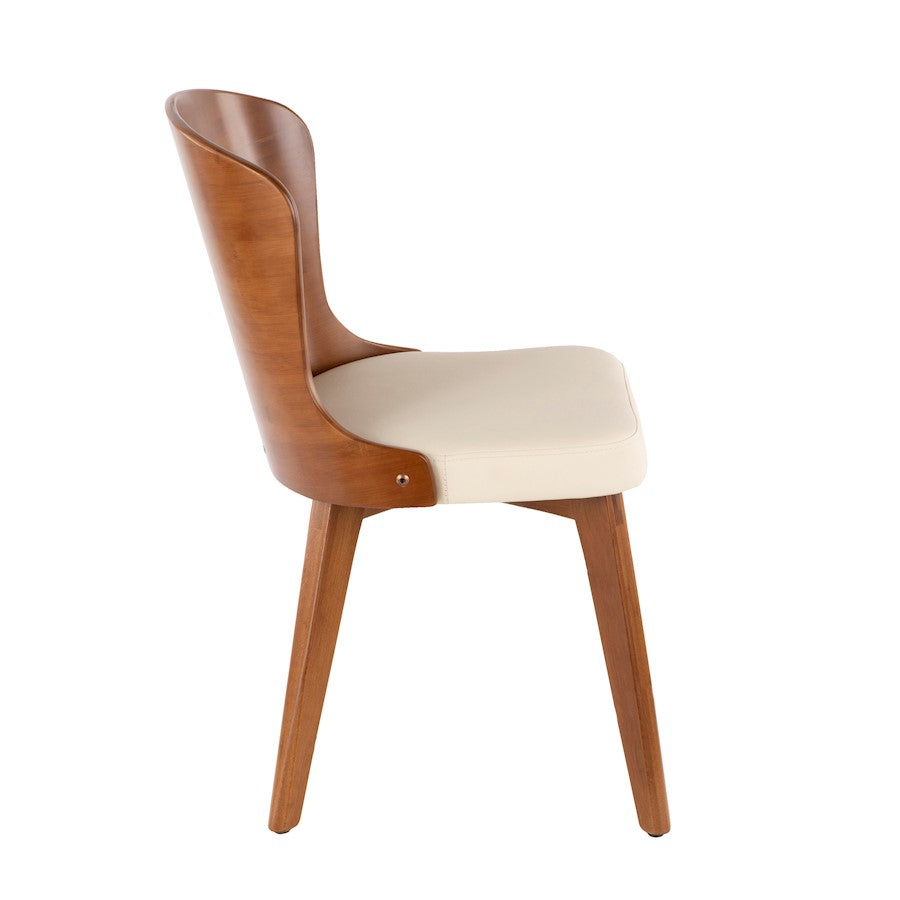 LumiSource Bocello Dining Chair | Mid-Century Walnut Bamboo and Cream Faux Leather | Living Room & Entryway Accent Seating | Model CH-BCLLOWL-CR