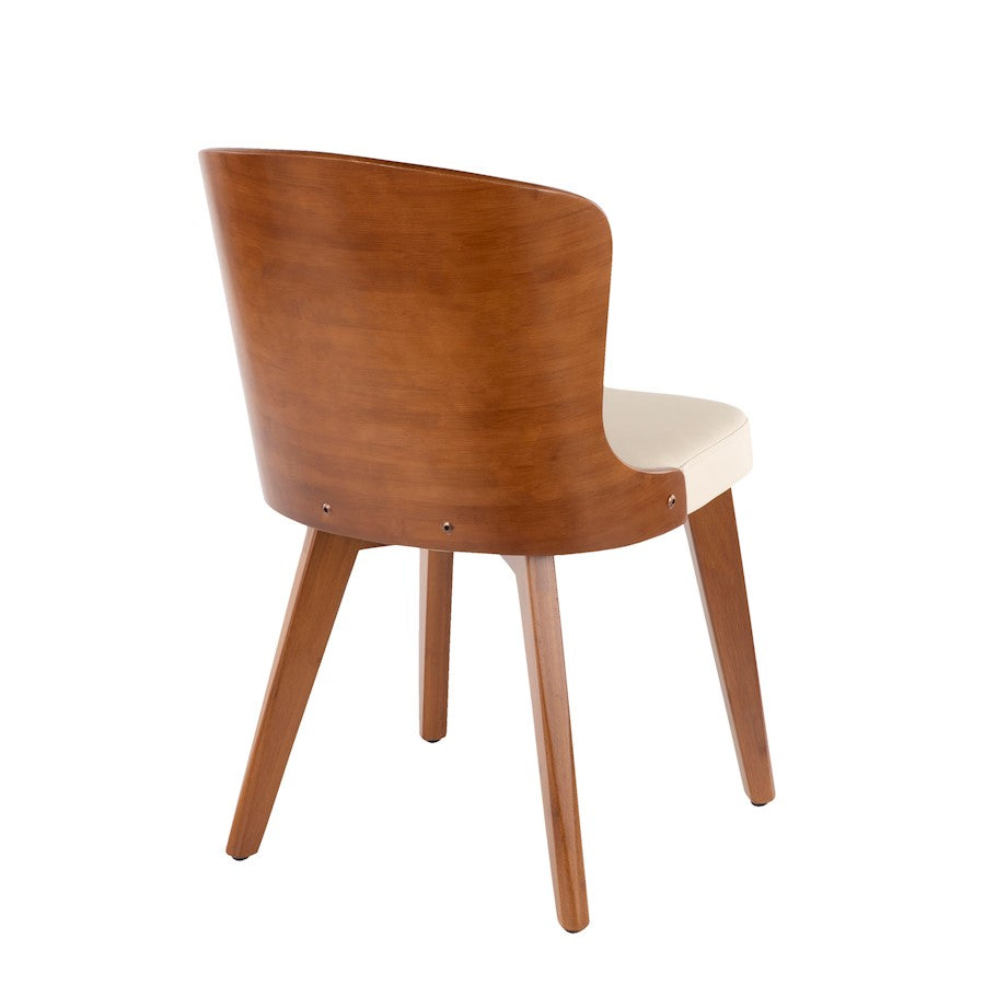 LumiSource Bocello Dining Chair | Mid-Century Walnut Bamboo and Cream Faux Leather | Living Room & Entryway Accent Seating | Model CH-BCLLOWL-CR