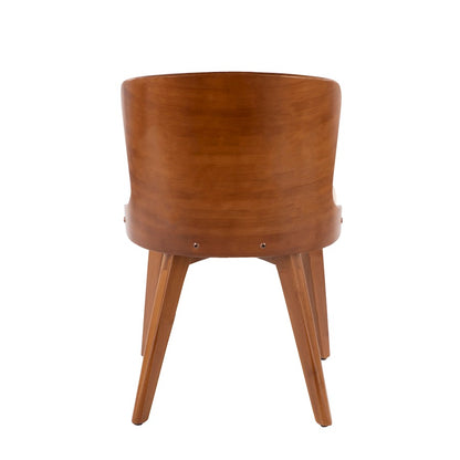 LumiSource Bocello Dining Chair | Mid-Century Walnut Bamboo and Cream Faux Leather | Living Room & Entryway Accent Seating | Model CH-BCLLOWL-CR