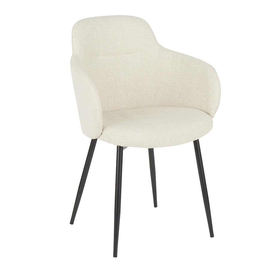 LumiSource Boyne Chair | Industrial Black Metal and Cream Noise Fabric | Dining Room & Living Room Accent | 21.5 x 22 x 32.75 in | Model CH-BOYNEBKCR