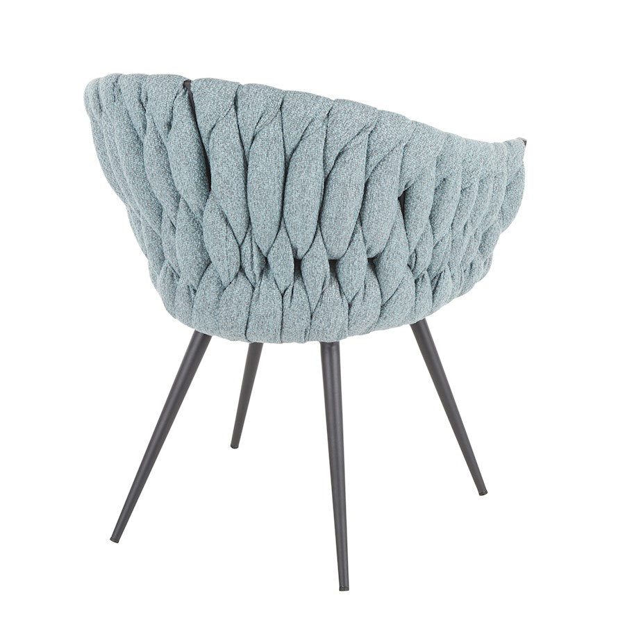 LumiSource Matisse Braided Dining Chair | Black Metal, Grey PU & Blue Fabric | Accent & Dining Seating | 22 x 25.25 x 31 in | Model CH-BRAIDMATBKBU