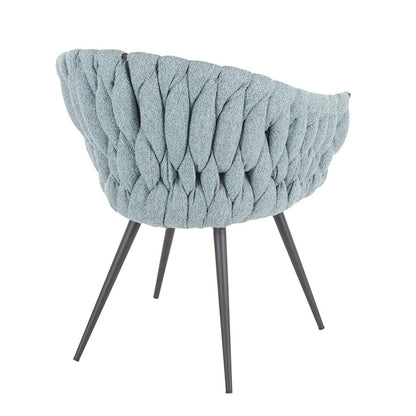 LumiSource Matisse Braided Dining Chair | Black Metal, Grey PU & Blue Fabric | Accent & Dining Seating | 22 x 25.25 x 31 in | Model CH-BRAIDMATBKBU