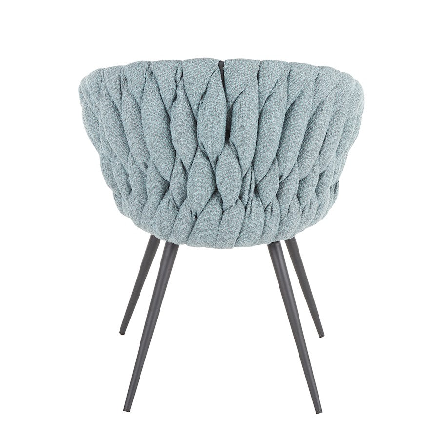 LumiSource Matisse Braided Dining Chair | Black Metal, Grey PU & Blue Fabric | Accent & Dining Seating | 22 x 25.25 x 31 in | Model CH-BRAIDMATBKBU