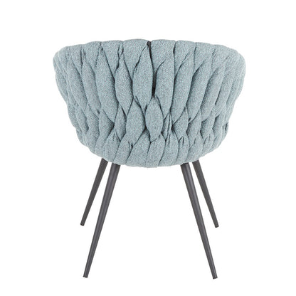 LumiSource Matisse Braided Dining Chair | Black Metal, Grey PU & Blue Fabric | Accent & Dining Seating | 22 x 25.25 x 31 in | Model CH-BRAIDMATBKBU