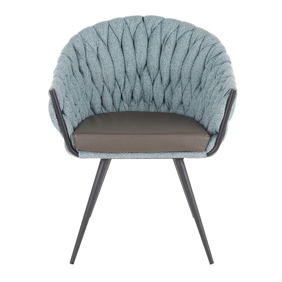 LumiSource Matisse Braided Dining Chair | Black Metal, Grey PU & Blue Fabric | Accent & Dining Seating | 22 x 25.25 x 31 in | Model CH-BRAIDMATBKBU