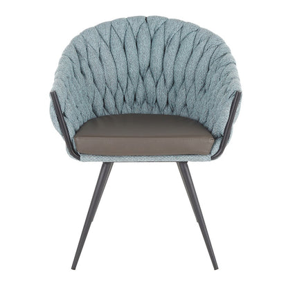LumiSource Matisse Braided Dining Chair | Black Metal, Grey PU & Blue Fabric | Accent & Dining Seating | 22 x 25.25 x 31 in | Model CH-BRAIDMATBKBU