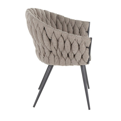 LumiSource Matisse Braided Dining Chair | Black Frame, Grey PU & Grey Fabric | Accent & Dining Seating | 22 x 25.25 x 31 in | Model CH-BRAIDMATBKGY