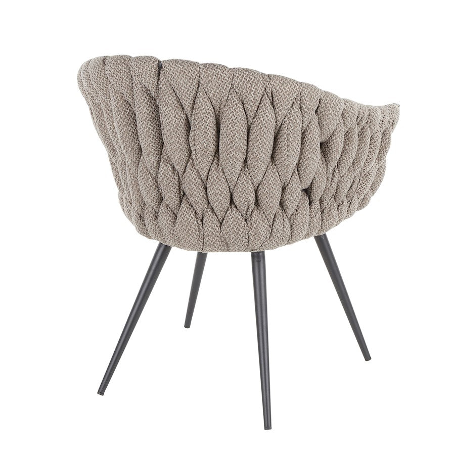 LumiSource Matisse Braided Dining Chair | Black Frame, Grey PU & Grey Fabric | Accent & Dining Seating | 22 x 25.25 x 31 in | Model CH-BRAIDMATBKGY