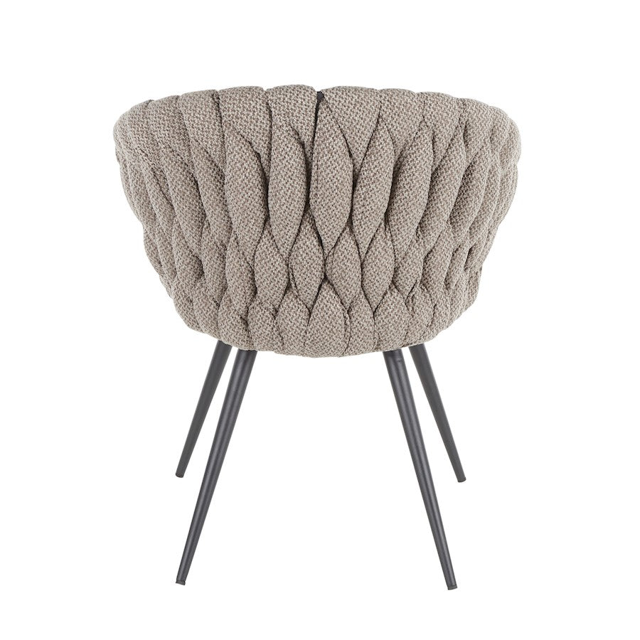 LumiSource Matisse Braided Dining Chair | Black Frame, Grey PU & Grey Fabric | Accent & Dining Seating | 22 x 25.25 x 31 in | Model CH-BRAIDMATBKGY