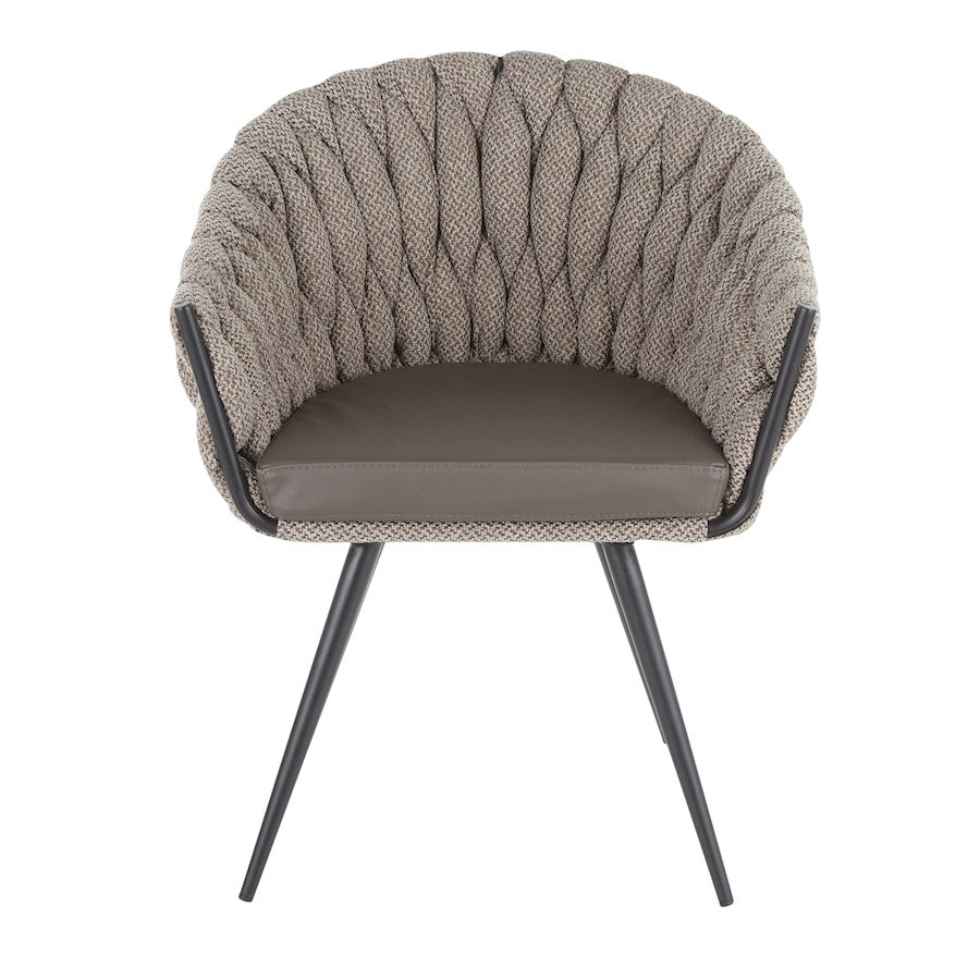 LumiSource Matisse Braided Dining Chair | Black Frame, Grey PU & Grey Fabric | Accent & Dining Seating | 22 x 25.25 x 31 in | Model CH-BRAIDMATBKGY