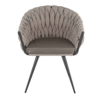 LumiSource Matisse Braided Dining Chair | Black Frame, Grey PU & Grey Fabric | Accent & Dining Seating | 22 x 25.25 x 31 in | Model CH-BRAIDMATBKGY