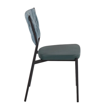 LumiSource Braided Tania Chair Set of 2 | Black Metal, Green PU & Sea Green Fabric | Dining & Accent Seating | Model CH-BRAIDTANIABKGN2
