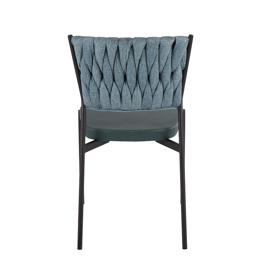LumiSource Braided Tania Chair Set of 2 | Black Metal, Green PU & Sea Green Fabric | Dining & Accent Seating | Model CH-BRAIDTANIABKGN2