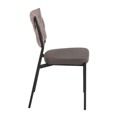 LumiSource Braided Tania Chair Set of 2 | Black Metal, Grey PU & Light Brown Fabric | Dining & Accent Seating | Model CH-BRAIDTANIABKGYLBN2