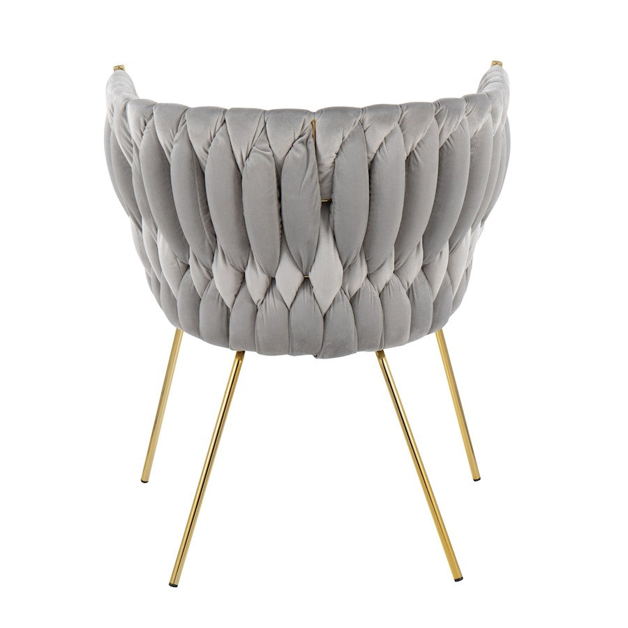 LumiSource Braided Renee Chair 22.5in W | Gold Metal and Silver Velvet Accent Chair | Living Room & Dining Seating | Model CH-BRDRENEEAUVSV