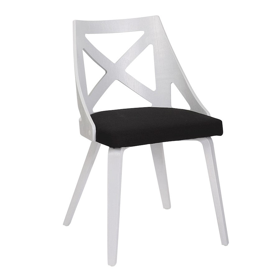 LumiSource Charlotte Chair Set of 2 | White Textured Wood and Charcoal Fabric Dining Chair | Farmhouse Dining Room | Model CH-CHARLOTWTXTCHAR2