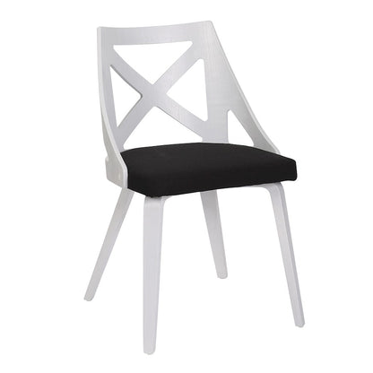 LumiSource Charlotte Chair Set of 2 | White Textured Wood and Charcoal Fabric Dining Chair | Farmhouse Dining Room | Model CH-CHARLOTWTXTCHAR2
