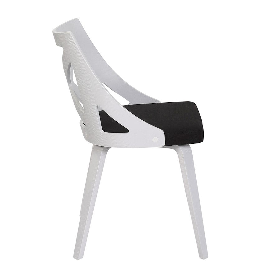 LumiSource Charlotte Chair Set of 2 | White Textured Wood and Charcoal Fabric Dining Chair | Farmhouse Dining Room | Model CH-CHARLOTWTXTCHAR2