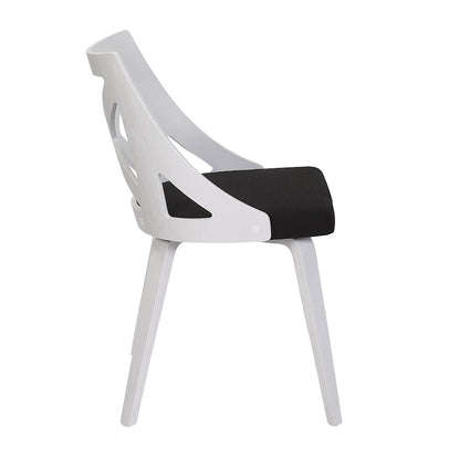 LumiSource Charlotte Chair Set of 2 | White Textured Wood and Charcoal Fabric Dining Chair | Farmhouse Dining Room | Model CH-CHARLOTWTXTCHAR2
