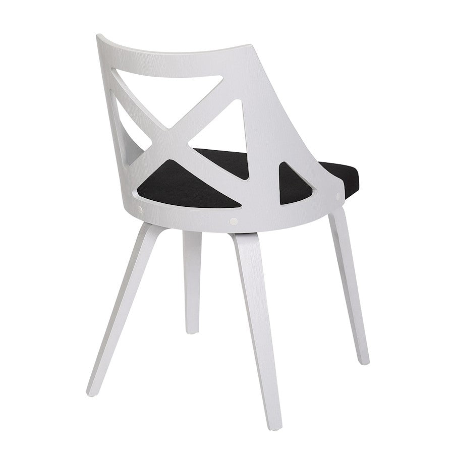 LumiSource Charlotte Chair Set of 2 | White Textured Wood and Charcoal Fabric Dining Chair | Farmhouse Dining Room | Model CH-CHARLOTWTXTCHAR2
